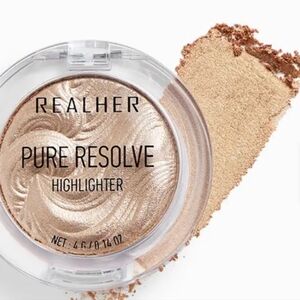 REALHER Highlighter Color Pure Resolve (Champagne) + TYS HIGHLIGHTER BRUSH